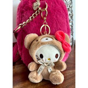 Hello Kitty Key Ring, Purse Accessory Accent Stuffed Teddy Bear Hello Kitty